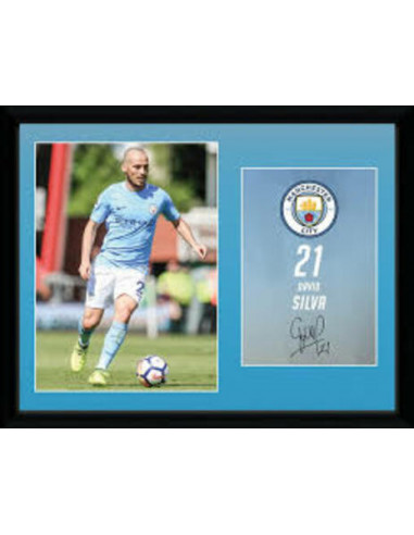 Manchester City: Silva 17/18 (Stampa In Cornice 30x40cm)