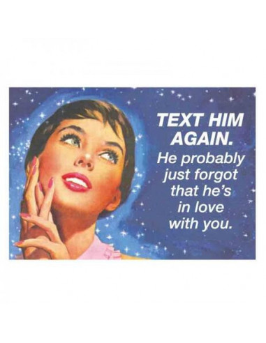 Retro Humour: Text Him Again (Magnete Metallo)