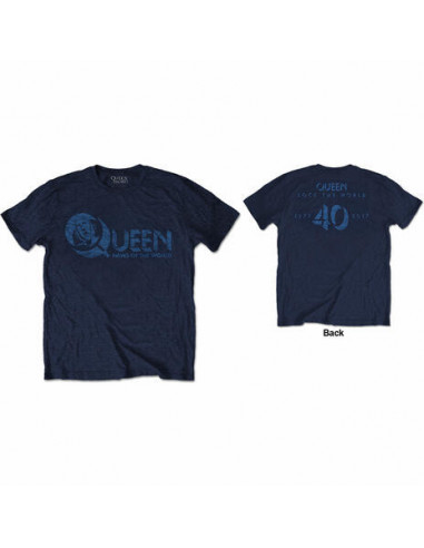 Queen: News Of The World 40Th Vintage Logo (Back Print) (T-Shirt Unisex Tg. S)