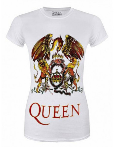 Queen: Classic Crest White (T-Shirt Donna Tg. L)