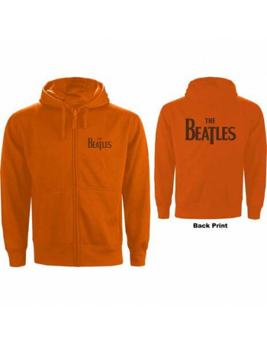 Beatles (The): Drop T Logo Zipped Orange (Back Print) (Felpa Con Cappuccio Unisex Tg. 2XL)