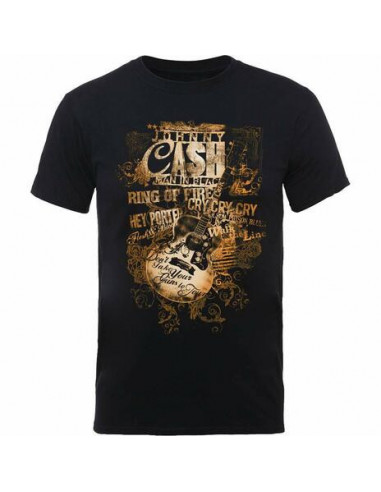 Johnny Cash: Guitar Song Titles (T-Shirt Unisex Tg. S)