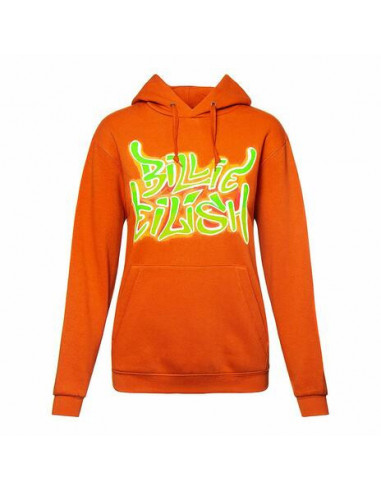 Billie Eilish: Airbrush Flames Blohsh Orange (Back Print) (Felpa Con Cappuccio Unisex Tg. XL)