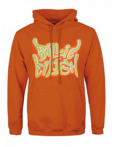 Billie Eilish: Airbrush Flames Blohsh Orange (Back Print) (Felpa Con Cappuccio Unisex Tg. 2XL)