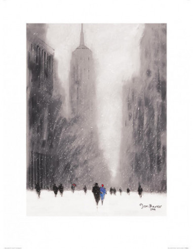 Jon Barker: Heavy Snowfall, 5Th Avenue - New York (Stampa 60X80 Cm)