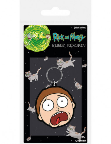 Rick And Morty: Morty Terrified Face Rubber Keychain (Portachiavi Gomma)