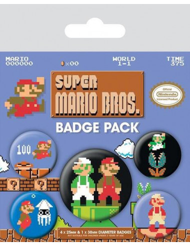 Nintendo: Super Mario - Retro (Pin Badge Pack)