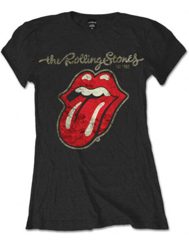 Rolling Stones (The): Plastered Tongue Black (T-Shirt Donna Tg. M)