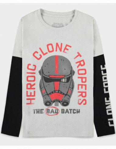 Star Wars: The Bad Batch - Hunter - Double Sleeved T-Shirt - 98/104 Short Sleeved T-Shirts M Grey