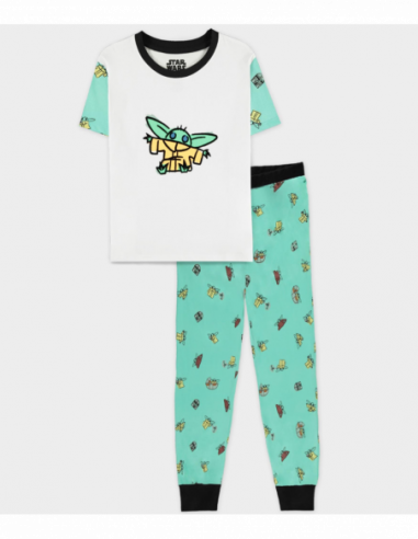 Star Wars: The Mandalorian - The Child - Girls Short Sleeved Pyjama Long Pants Set Green (Pigiama Bambina Tg. 134/140)