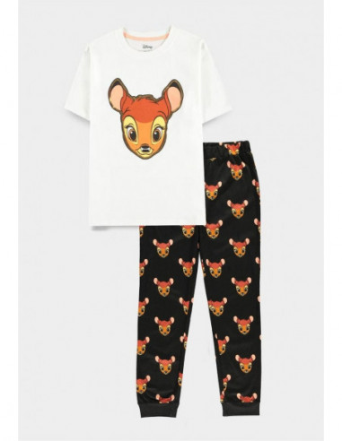 Disney: Bambi - Women'S Short Sleeved Pyjama Set Long Pants Black (Pigiama Donna Tg. Xs/S)