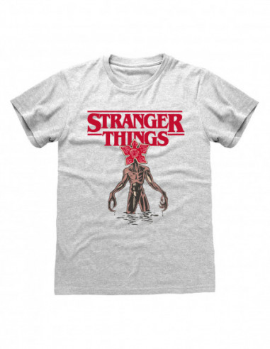 Stranger Things: Logo Demogorgon Heather Grey (T-Shirt Unisex Tg. L)