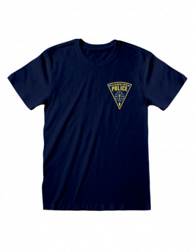 Stranger Things: Hawkins Police Badge (With Back Print) Navy (T-Shirt Unisex Tg. S)