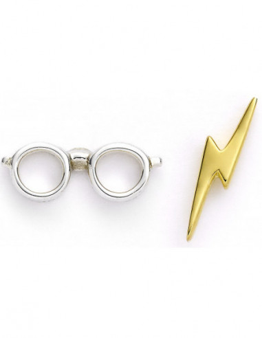 Harry Potter: Sterling Silver Lightning Bolt and Glasses Stud Earrings (Orecchini)