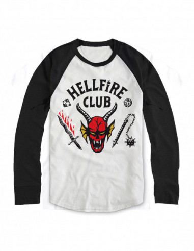 Stranger Things: Hellfire Club Crest White (Baseball Shirt Unisex Tg. 2XL)