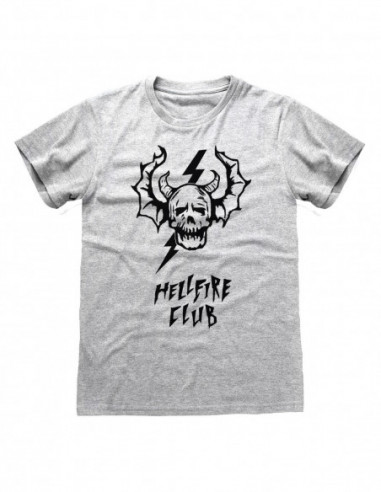 Stranger Things: Hellfire Skull Heather Grey (T-Shirt Unisex Tg. S)