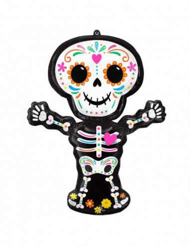 Supershape Day Of The Dead Standing Skel Us P35 Qh. Pallone Foil Supershape 66 X 86 Cm Day Of The Dead Standing Skeleton