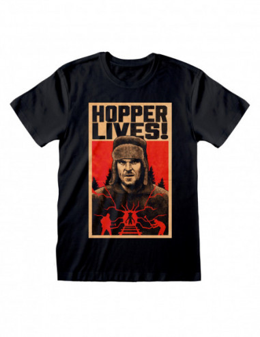 Stranger Things: Hopper Lives Black (T-Shirt Unisex Tg. L)