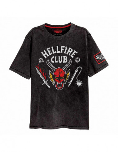 Stranger Things: Hellfire Crest (Superheroes Inc. Acid Wash) (T-Shirt Unisex Tg. S)