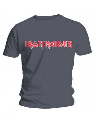 Iron Maiden: Classic Logo Grey (T-Shirt Unisex Tg. S)