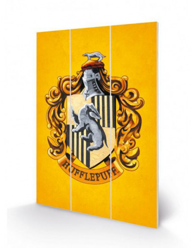 Harry Potter: Colourful Crest Hufflepuff (Stampa Su Legno)