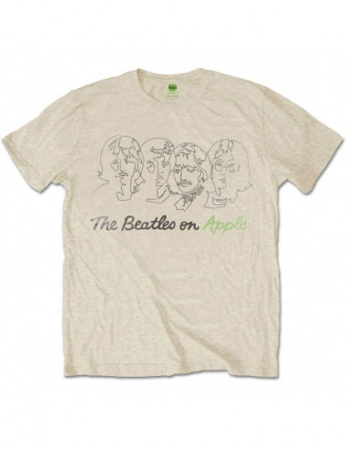 Beatles (The): Men'S Tee: Outline Faces On Apple (Medium)