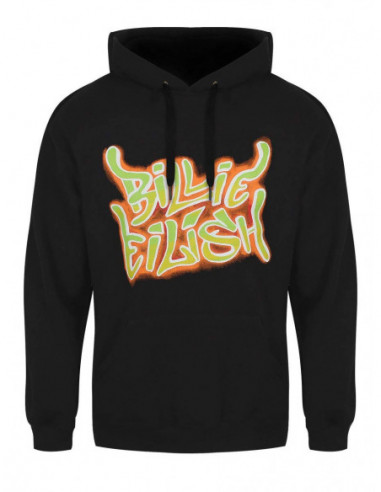 Billie Eilish: Airbrush Flames Blohsh (Back Print) (Felpa Con Cappuccio Unisex Tg. XL)