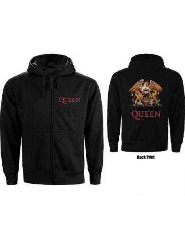 Queen: Classic Crest Zip (Back Print) (Felpa Con Cappuccio Unisex Tg. XL)