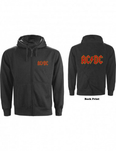 Ac/Dc - Zipped Logo (Back Print) (Felpa Con Cappuccio Unisex Tg. L)