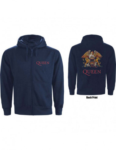 Queen - Zipped Classic Crest (Back Print) (Felpa Con Cappuccio Unisex Tg. S)