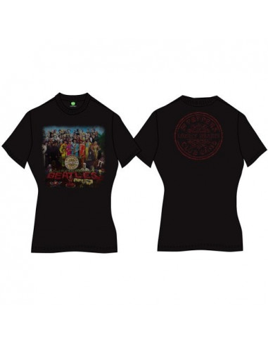 Beatles (The): Sgt Pepper Black (T-Shirt Donna Tg. L)