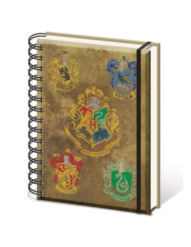 Harry Potter: Pyramid - Hogwarts Crests (Wiro A5 Notebook / Quaderno)