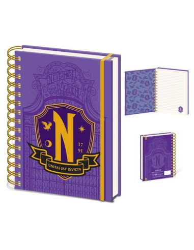 Wednesday: Pyramid - Nevermore Shield (A5 Wiro Notebook / Quaderno)