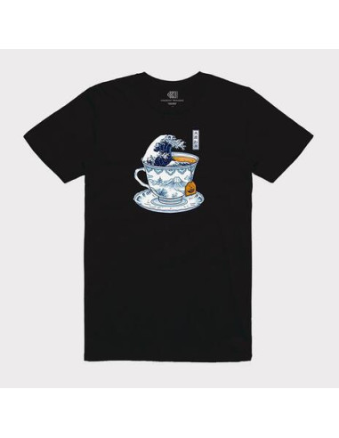 Vincent Trinidad: The Great Kanagawa Tea Black (T-Shirt Unisex Tg. S)