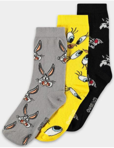 Looney Tunes: Crew Socks Black (Calzini Tg. 39/42) (3Pack)