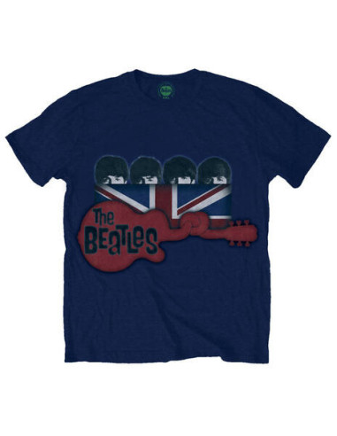 Beatles (The): Guitar and Flag - Blue (T-Shirt Unisex Tg. XL)