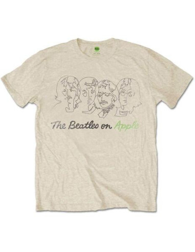 Beatles (The): Men's Tee: Outline Faces On Apple (Large)