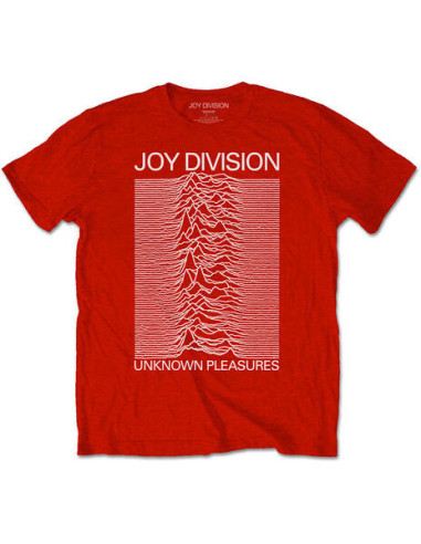 Joy Division: Unknown Pleasures White On Red (T-Shirt Unisex Tg. XL)