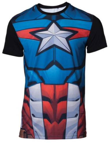 Marvel: Sublimated Captain America Multicolor (T-Shirt Unisex Tg. 2XL)