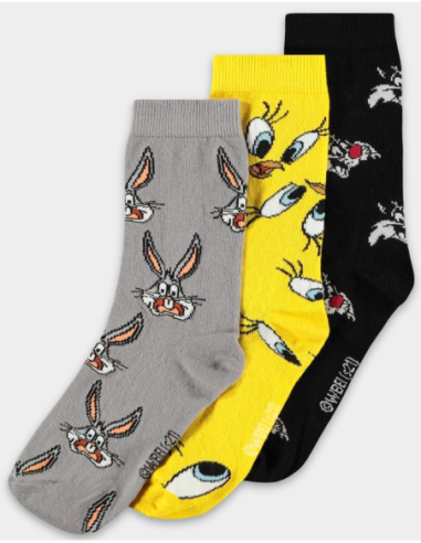 Looney Tunes: Crew Socks Black (Calzini Tg. 43/46) (3Pack)