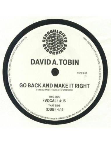 Tobin David A - Go Back And Make It Right