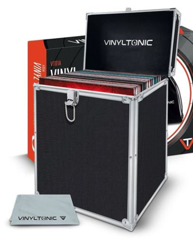 Vinyl Tonic 12p Black Lp Storage Case With Microfibre Cloth - Vinyl Tonic 12p Black Lp Storage Case With Microfibre Cloth